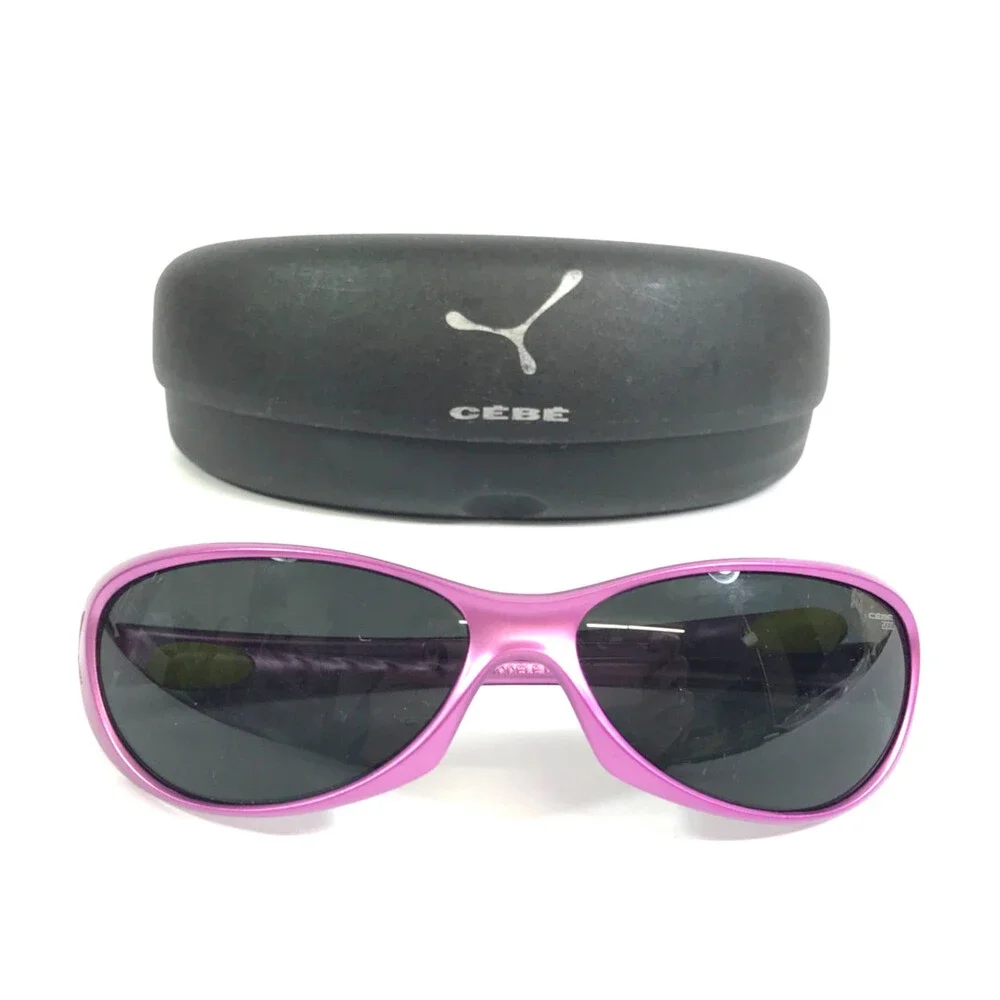Cebe Kids Sunglasses Gecko 1981 00/6 A6 Matte Purple Wrap Frames w/ Gray Lenses